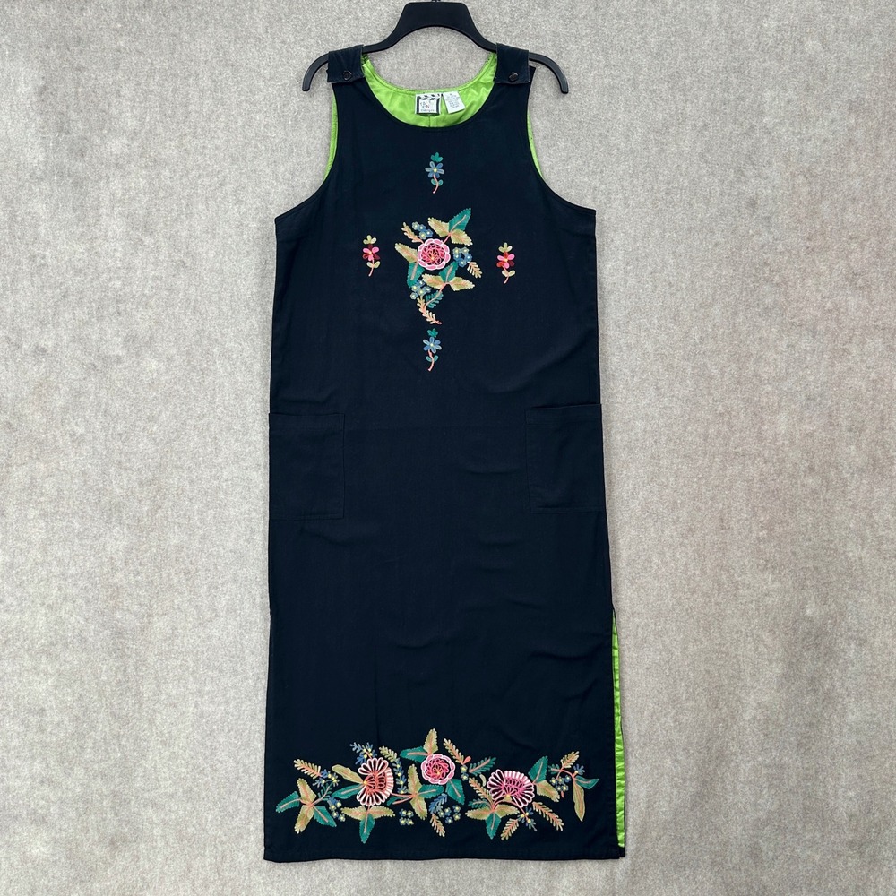 Take‎ Two Floral Embroidered Floral Pinafore Overall Dress Size M